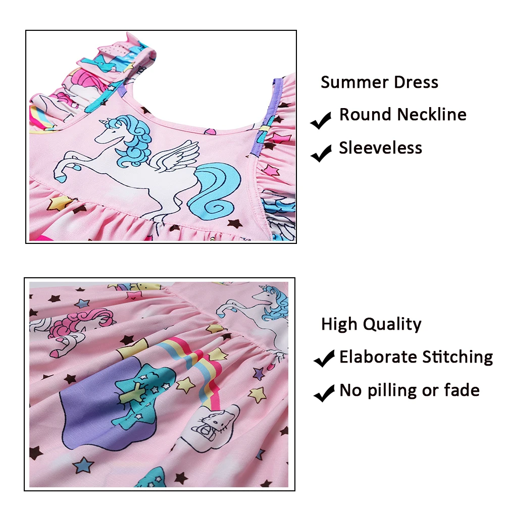 Летняя одежда для маленьких девочек, платье с единорогом для девочек, костюм на Хэллоуин, платье для девочек, вечерние платья на день рождения, Vestidos 36004