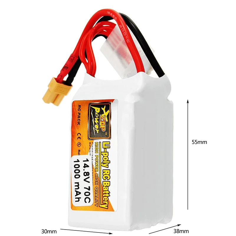 Перезаряжаемая Lipo батарея ZOP power 14,8 V 1000mAh 70C 4S Lipo батарея XT30