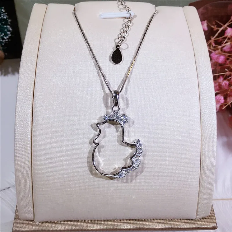 

Brand Lovely Cute chick Pendant Necklace Jewelry Fashion 925 Sterling Silver chick Design Diamant CZ Necklace Girl gift