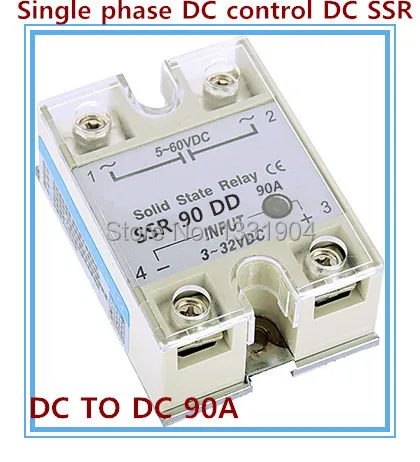 

Free shipping Single phase solid state relay DC control DC SSR-90DD 90A SSR relay input 5-60V DC output 3-32V DC