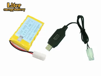 

7.2v 900mah AA NI-CD Battery With 7.2v Charger Set For Electric toys car Telerobot boat Remote control Tank L6.2-2P Plug