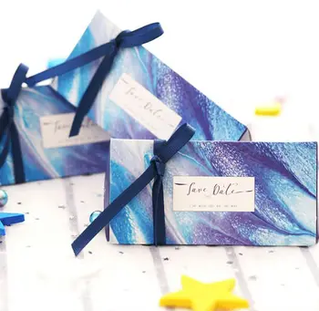 

100 Pcs Creative Blue Starry Sky Wedding Favors Candy Boxes Bomboniera Giveaways Box Chocolate Box Party Supplies Gift Box