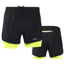 Мужские шорты для бега, бега, фитнеса, тренировок, дышащие, 2 в 1, спортивные шорты