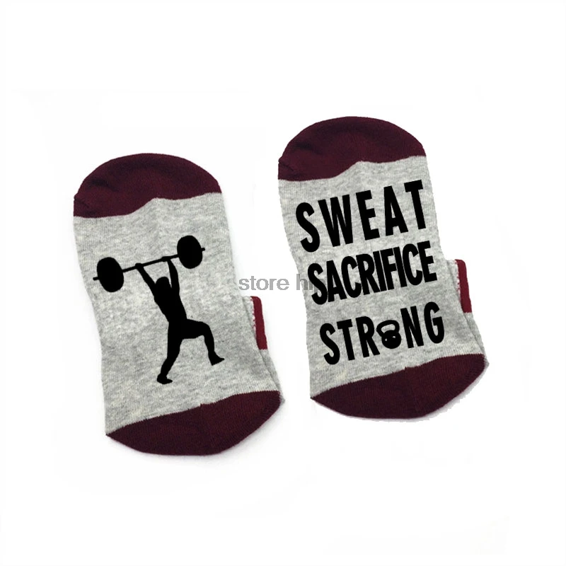 Sweat sacrifice strong Words on socks Weight lifting socks cotton comfortable