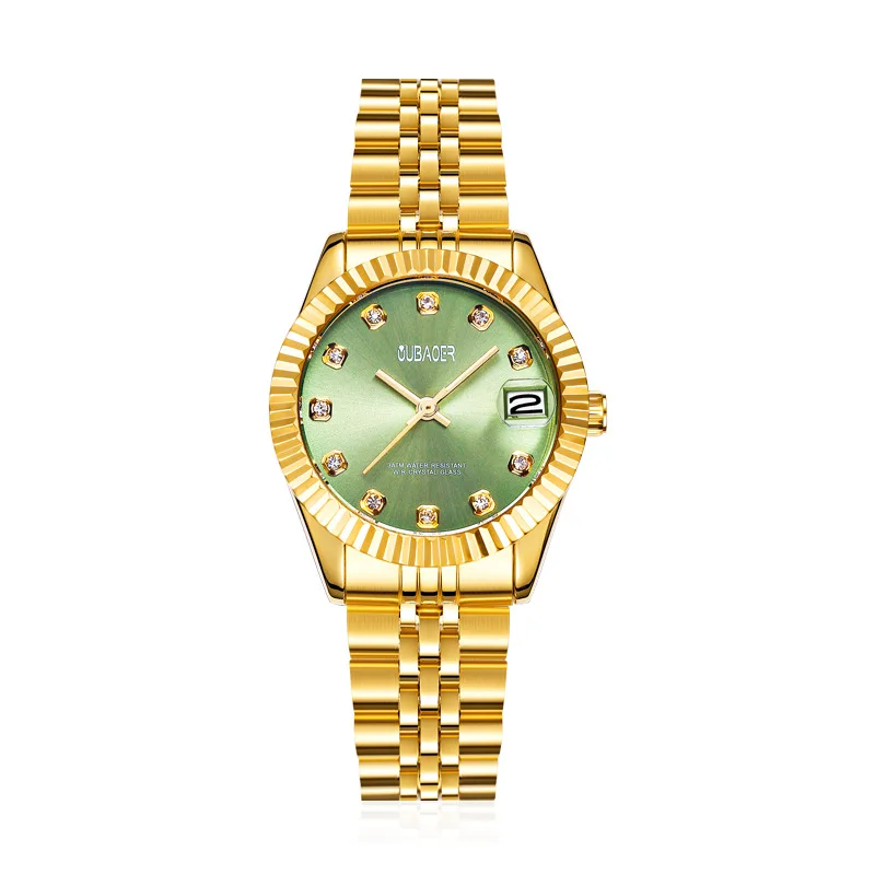 

woman watches oubaoer brand waterproof diamond calendar ladies luxury womens wristwatches gold silver stainless steel quartz