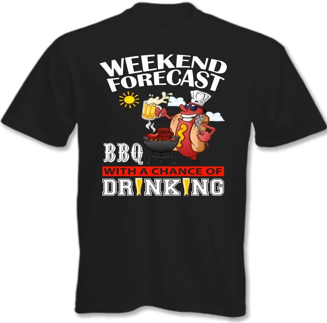 

Weekend Forecast BBQing Drinking - Mens T-Shirt Barbecue Party Chef Cooking