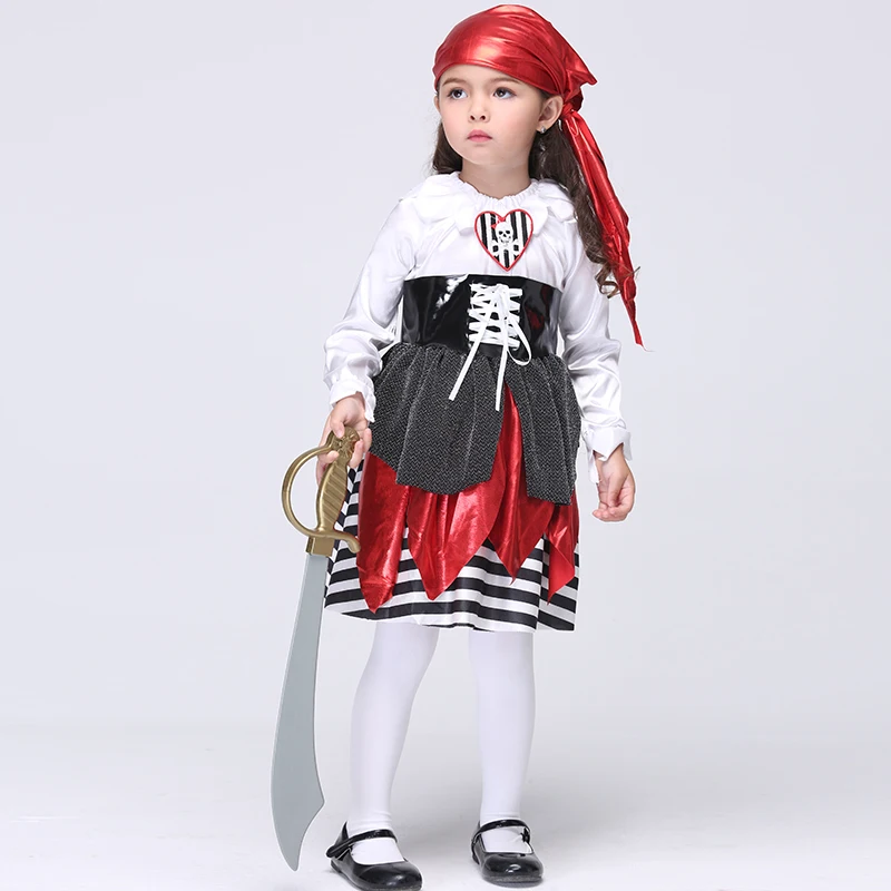 

Cosplay Halloween Costume Cartoon Pirate Dress Cute Baby Girls Clothes Children Masquerade Dresses Kids Costumes Menina Vestidos