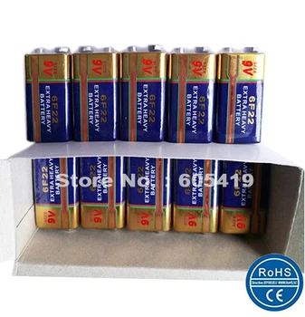 

300pcs/Lot 9V 6F22 MN1604 1604G 9v Carbon Zinc Super Heavy Duty Battery for Smoke Alarm Microphone Multimeter