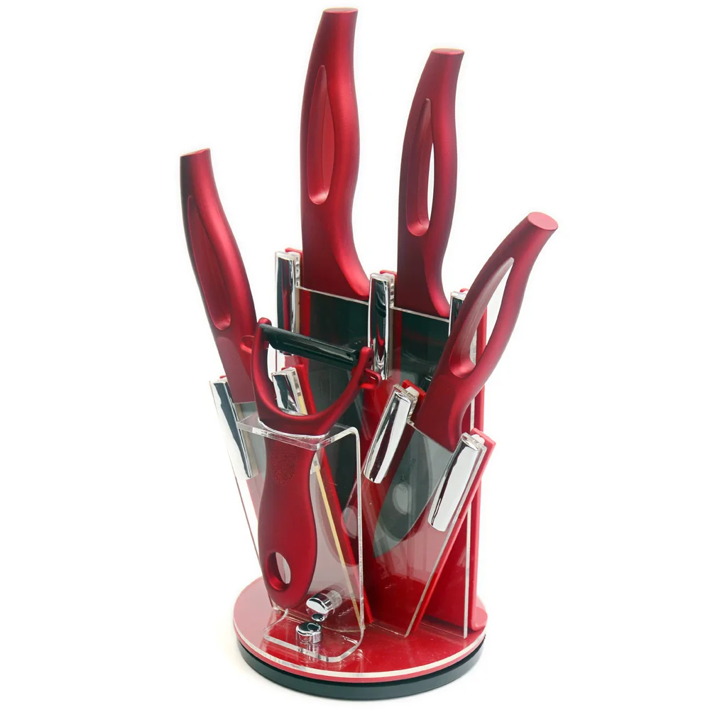 

XYJ Brand Accessories Set Peeler+Red Kitchen Knife Holder+3 Inch Paring 4 Inch Utility 5 Inch Slicing 6 Inch Chef Ceramic Knife