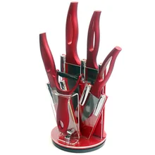 XYJ Marke Zubehör Set Peeler + Rot Küchenmesser Halter + 3 Zoll Schäl 4 Zoll Utility 5 Zoll Schneiden 6 Zoll Chef Keramik messer