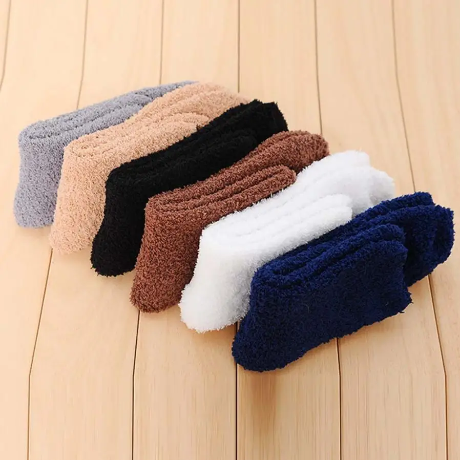

Mens Thick Warm Coral Fleece Slipper Non-slip Cotton Socks Floor Towel Cotton soft and comfortable men's running sports socks