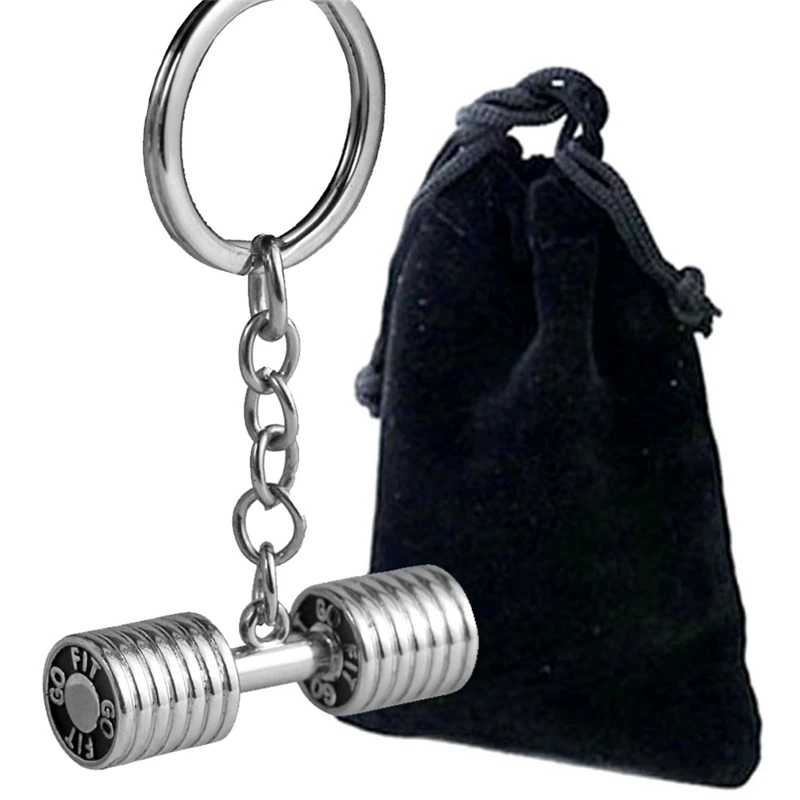 SALE GYM Large Dumbbell Stainless Steel Keychain Sports Fitness
