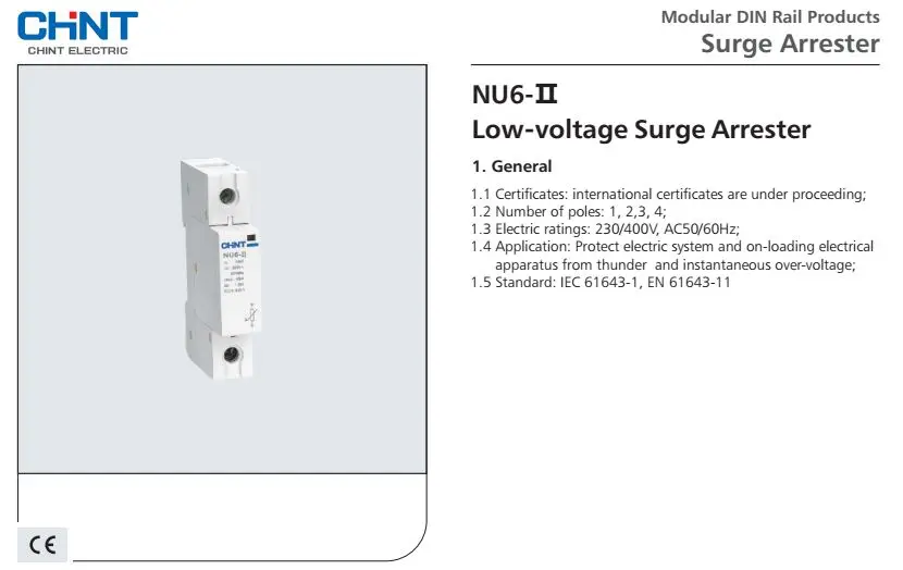 CHINT NU6-II 2P 15-40KA 275V низковольтный стабилизатор напряжения NU6-II 2P 15-40KA 385V стабилизатор напряжения