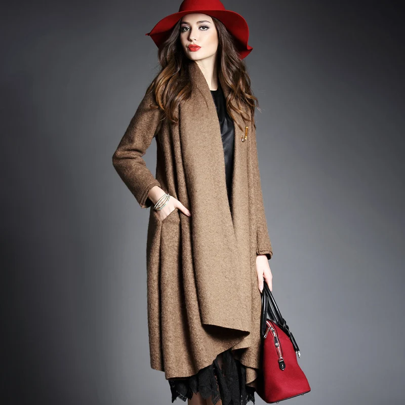 2017 Autumn and winter women's Woolen overcoat long design woolen outerwear female loose long 