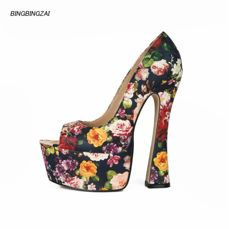 

BBZAI shoes woman zapatos mujer 17CM feminino Waterproof Thin Heels Peep Toe Pumps Four season haut Escarpins Femmes 40-45 46