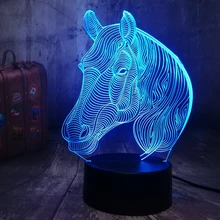 Amroe 3D светодиодный светильник в виде лошади, 7 цветов, настольный ночник, светильник с USB пультом дистанционного управления, украшение дома, отличный подарок для детей