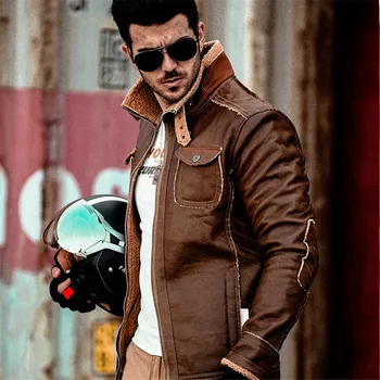 

Men Punk Style Faux Leather Jacket 2019 Autumn And Winter Warm Plus Velvet Coat Men Jacket Motorcycle Windproof PU leather Coats