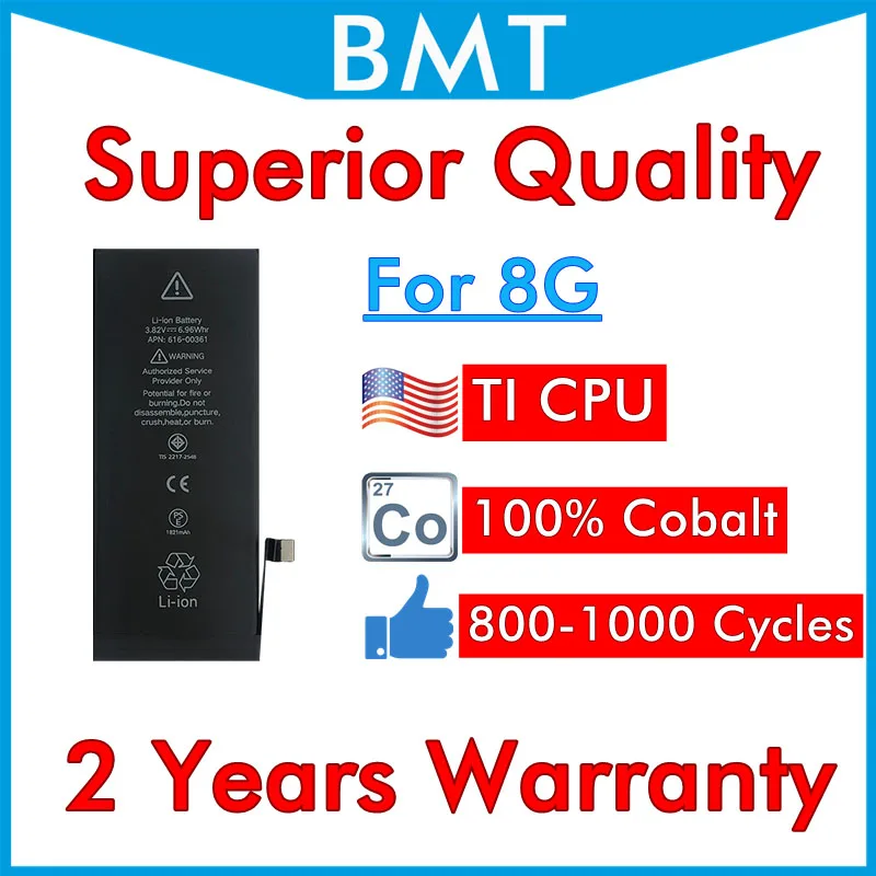 BMT Original 10pcs Superior Quality Battery for iPhone 8 8G 100% Cobalt Cell + ILC Technology in 2019 replacement iOS 13 repair