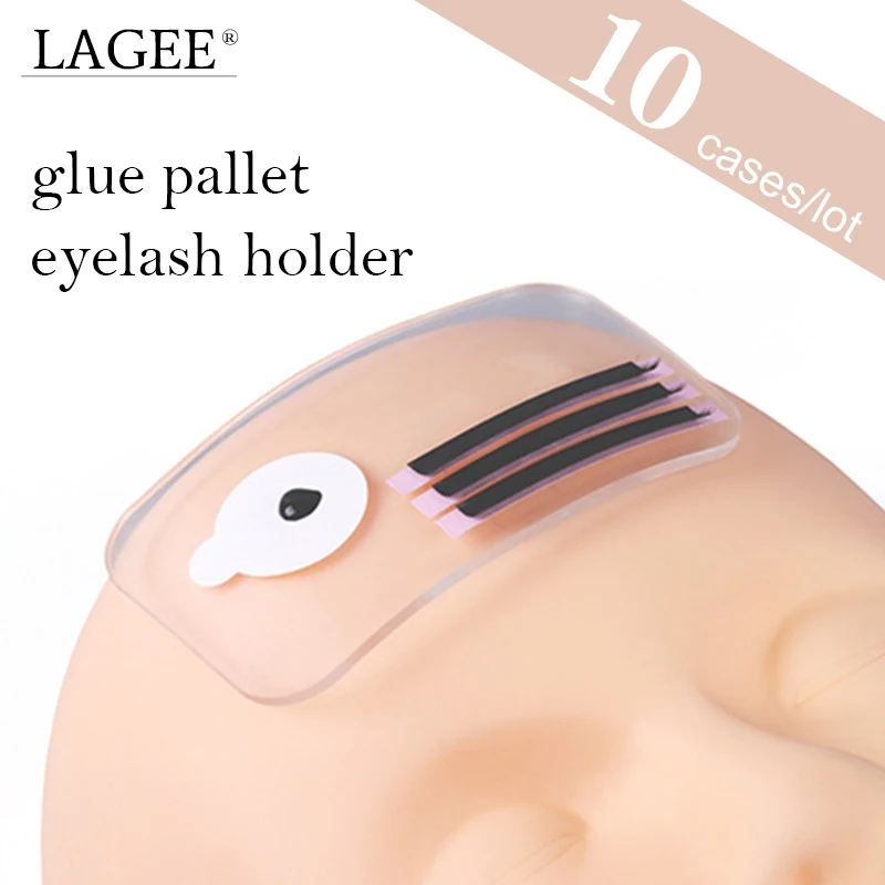 

LAGEE 10 pcs head Silicone Eyelash Extension glue pallet eyelash holder Pad soft silicon eyelash Tools Flexible