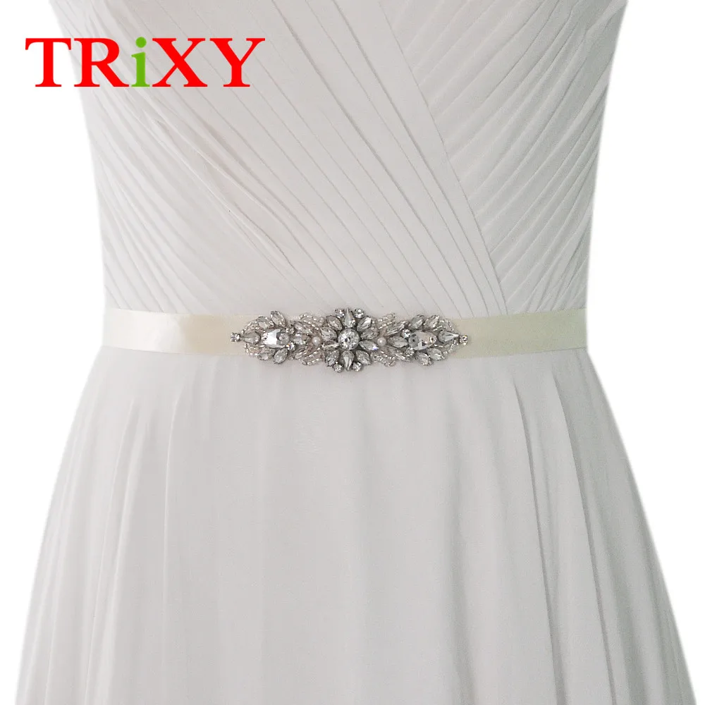 

TRiXY S337 Crystal Wedding Belts Rhinestone Wedding Accessories Wedding Dress Belt Bridal Satin Waistband Bridal Belt Sashes
