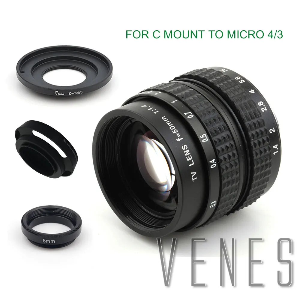 Дешево УЗИ 50 мм f 1,4 CC ТВ F1.4 объектив для Nikon 1 M4 3 для Pentax Q Nex для Fuji FX EOS M A6300A5100 A6000 A5000 A3000 OM DE M10 II