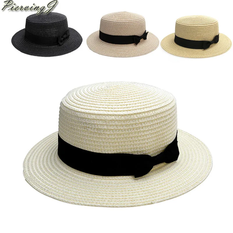 Новейшая Мужская Летняя Пляжная мягкая фетровая шляпа унисекс, соломенная шляпа с бантом