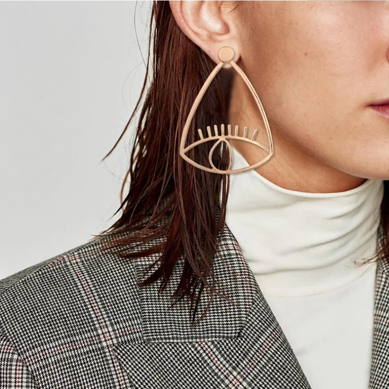 

2019 Sale Brinco The New Fashion In Europe And Earrings Exaggerated Personality Hipster Eye Of Demon Metal Eardrop Of Big Eyes