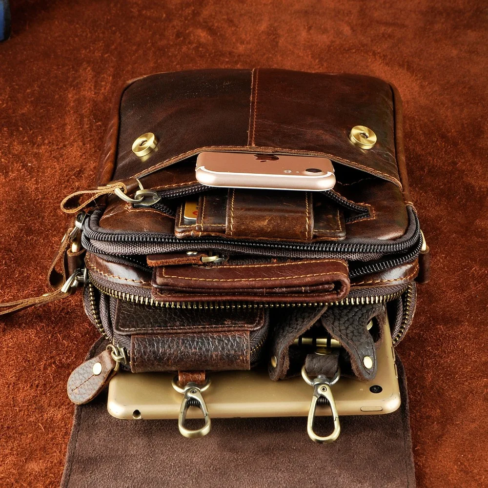 Кожаная мужская повседневная многофункциональная маленькая сумка через плечо дорожная сумка через плечо поясная сумка портсигар чехол для планшета 8306c