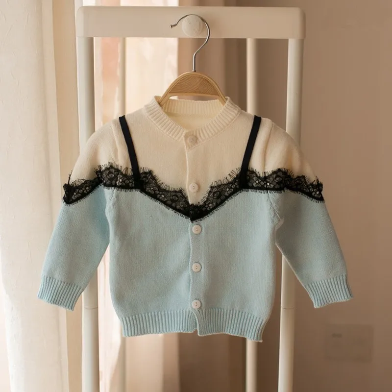 

baby Girls Cardigan for Girl Sweater children clothes Patchwork Lace Fashion Kids Clothes Baby Clothing YB801539