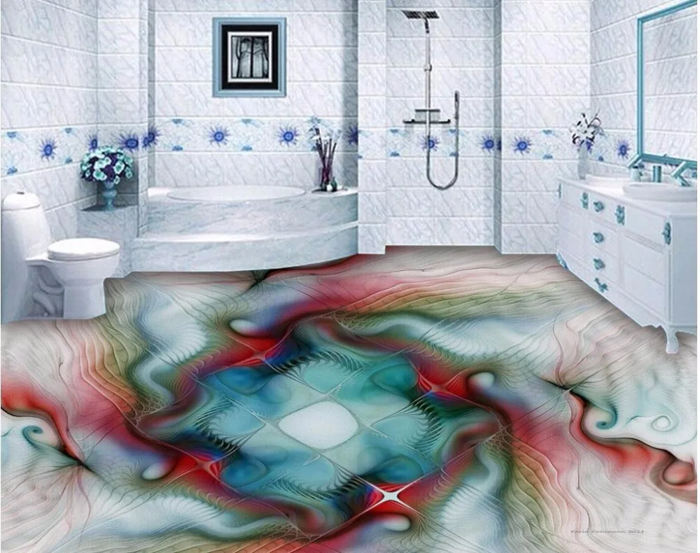 3D Wallpaper Modern Sticker Floor Abstract Pattern Tile painting PVC Painting Murals | Обустройство дома