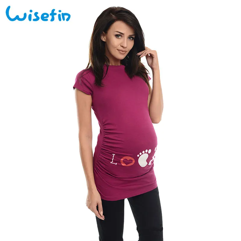 Wisefin Maternity Clothes Women Tops Short Sleeve Pregnant T Shirts Maternity Tee Summer T shirts Funny Pregnancy Clothing Tops