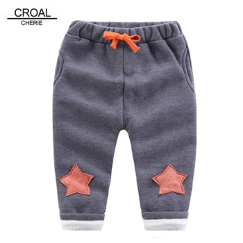 

CROAL CHERIE Fleece Snow Pants Kids Winter Pants For Boys Star Trousers For Kids Children Clothing Cotton-Padded Casual Pants