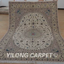 Yilong 6'x9' шерстяное машинное кружево ковров и бежевого цвета с толстым изысканный шерстяной шелковый ковер(1434