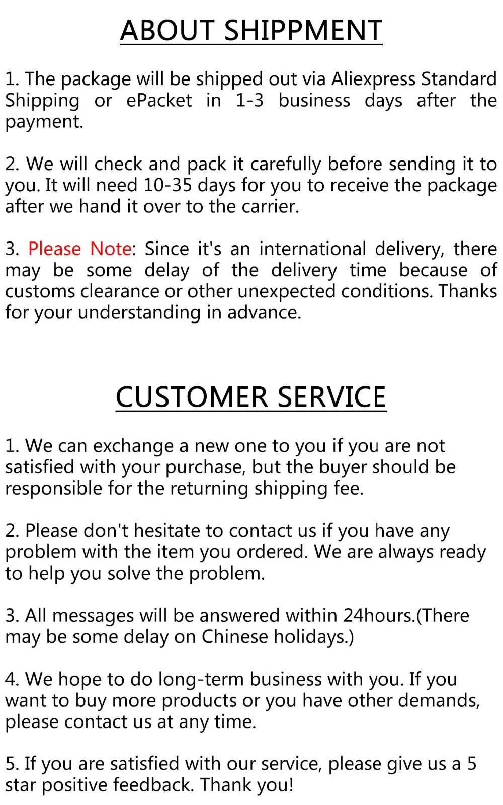 about shippment