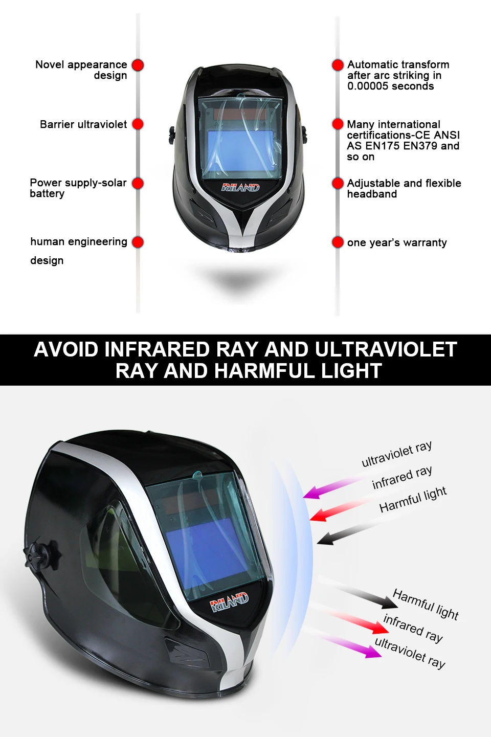 RILAND X9000 авто затемнение MIG MMA электрическая Сварочная маска/шлем/сварочные линзы для сварочного аппарата или плазменного резака