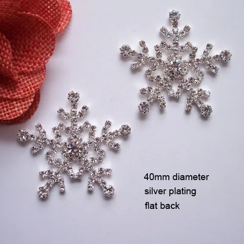 

(J0174) 40mm diameter snowflake crystal button,silver or gold plating, flat back