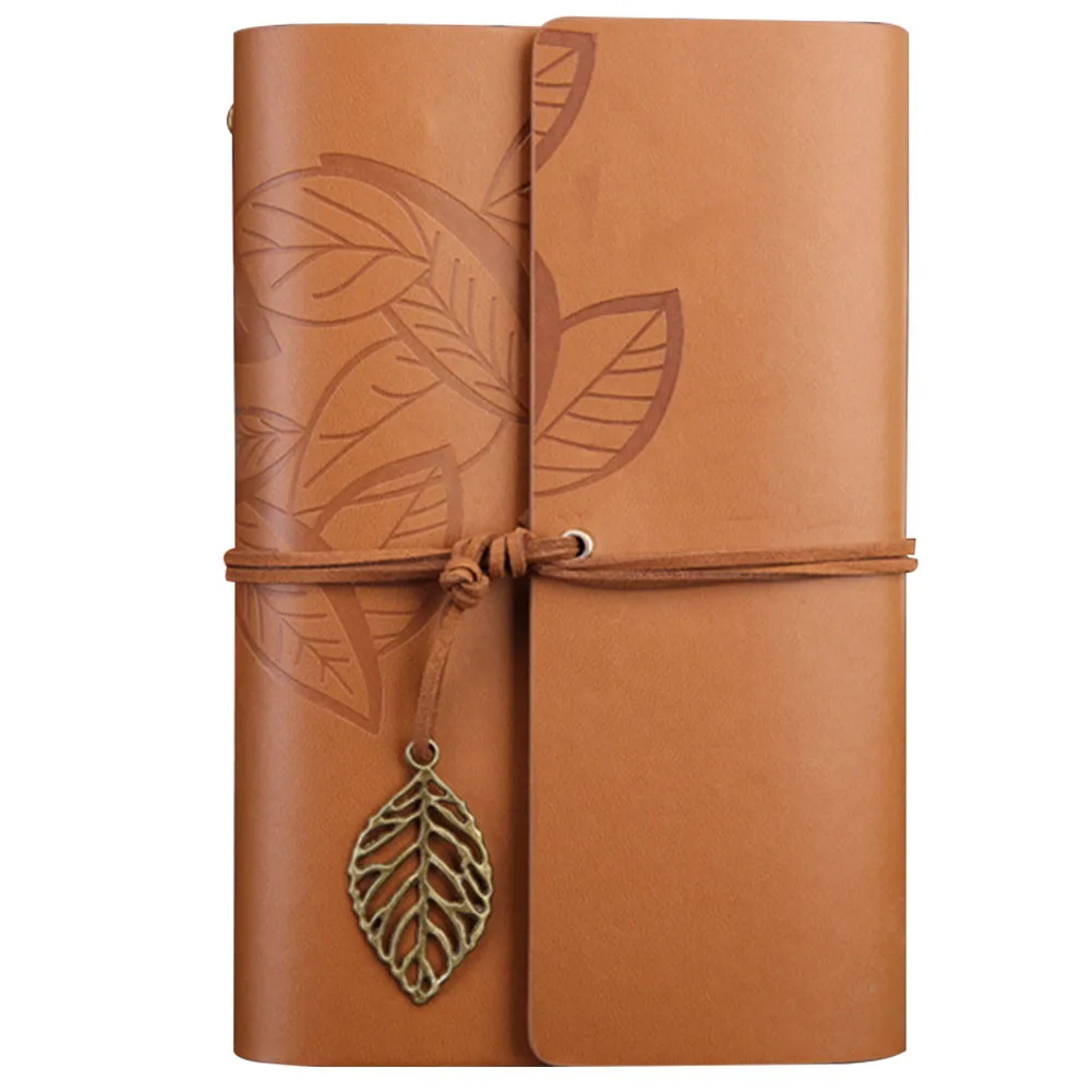 

Unlined Gift Embossed Cover Stationery Loose Leaf Eye Protect Smooth Writing Journal Diary Book Vintage PU Leather Blank Paper
