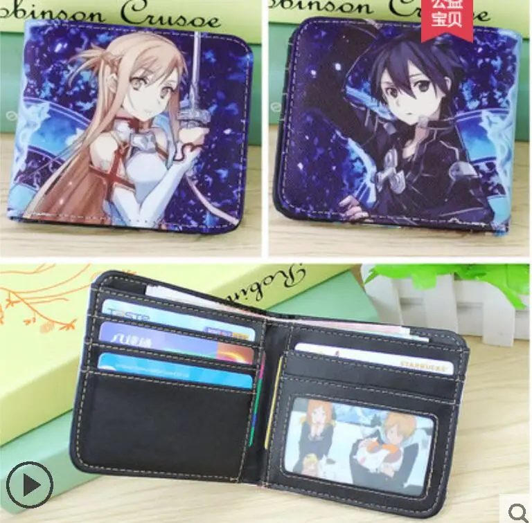 Sword Art Online японский мультфильм аниме кошелек унисекс PU Короткие Длинные стандартные кошельки Yuuki Asuna Kirigaya Kazuto кошелек