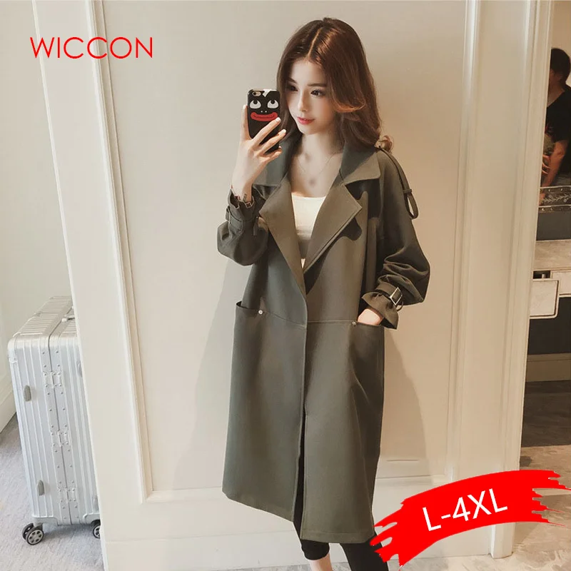 

4XL 2019 New Spring Autumn Women's Korean Windbreaker Female Large Size Long Section Trench Coats