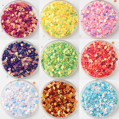 

10g(3000pcs) Size 3mm Glittering Color Sequin PVC Flat Round Loose Sequins Paillette for Sewing Wedding Craft, Patches Material