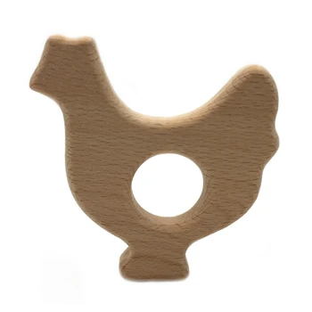 

Baby Teether Cute Animal Cock Shaped Teething Nursing Natural Wooden Toy Organic