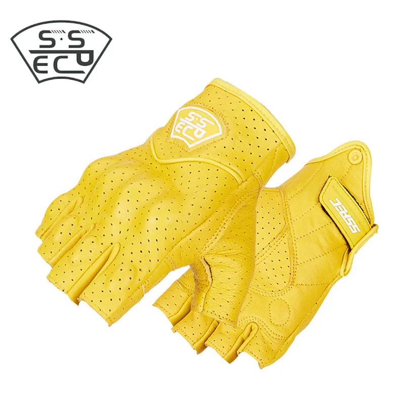 

New Motorcycle Gloves Retro Leather Motocross Off-Road Racing Gloves Motorcycle Riding Half Finger Gloves Luva Couro Motoqueiro