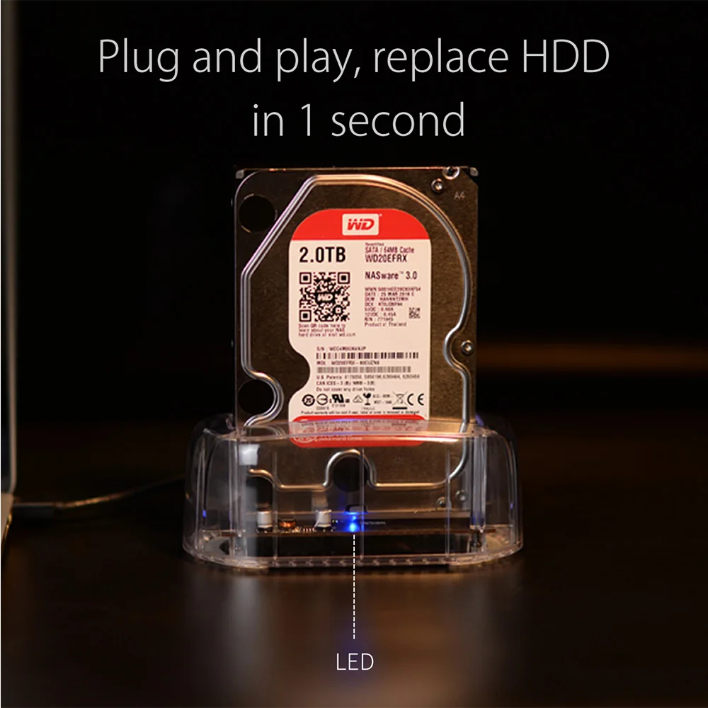 ORICO 6139C3 2 5/3 5 дюйма type C прозрачный корпус для жесткого диска USB3.1 Gen1 док станция 8 ТБ