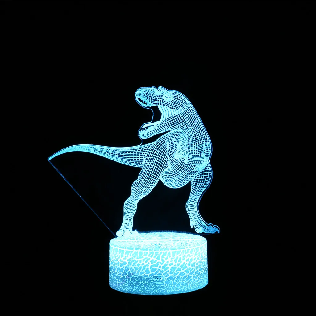 Новинка 2019 светодиодная 3D лампа с динозавром оптическая Настольная 7 меняющимися