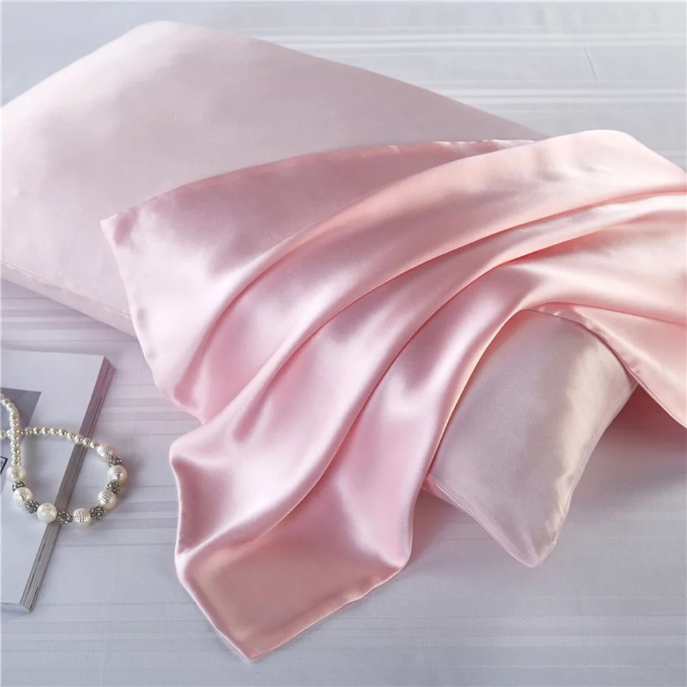 

100% Nature Silk Zipper Design Pillowcase Cover Pillow Case for Home Bedroom Hotel Pillows Cover Pink Soft