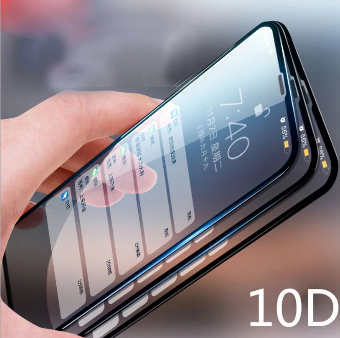 Закаленное стекло 10D для iPhone X XR XS Max 7 8 6 Plus защитная пленка экрана с полным