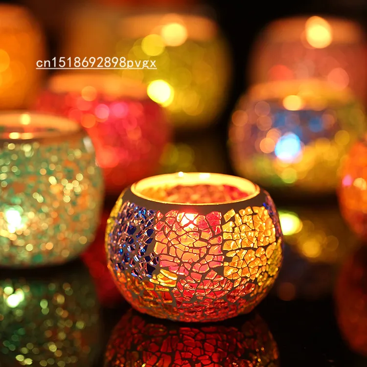 European Retro Glass Mosaic Candle Holder Candlestick Ornaments Romantic Wedding Candle Cup Handmade Crafts Home Decoration Candle Stand Mosaic Glass Candle Holdersglass Candle Holder Aliexpress