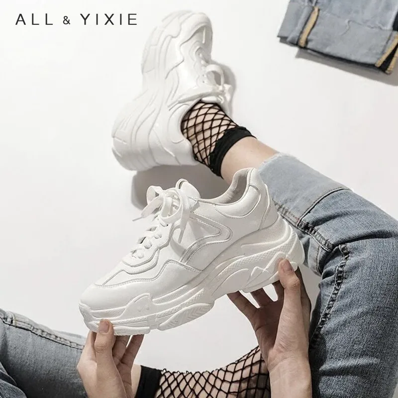 Женские кроссовки с сеткой ALL YIXIE белые на толстой платформе повседневная обувь