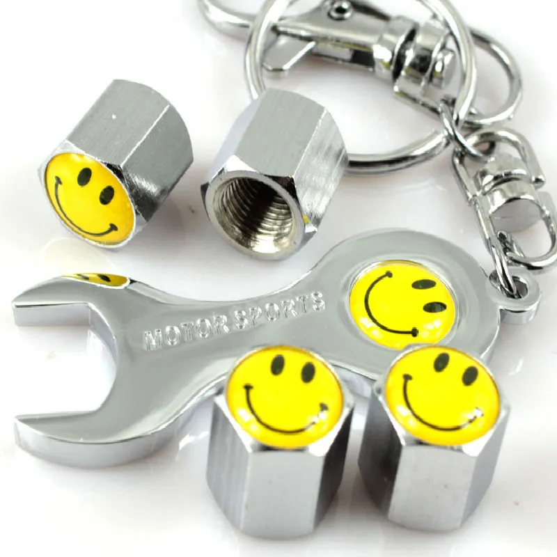 

Car wheel hub valve mouth Fit for Octavia Superb Yeti Rapid special tyre valve cap cover Air Caps 4pcs +1 Key Chain Wrench