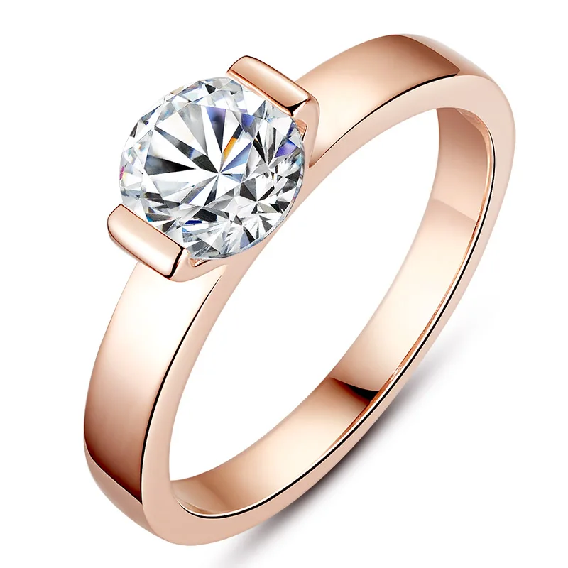 Test Real Solid 18K Rose Gold Ring Moissanite Diamond Solitaire Engagement Brand Jewelry Quality 1CT F Color Simple Design | Украшения и